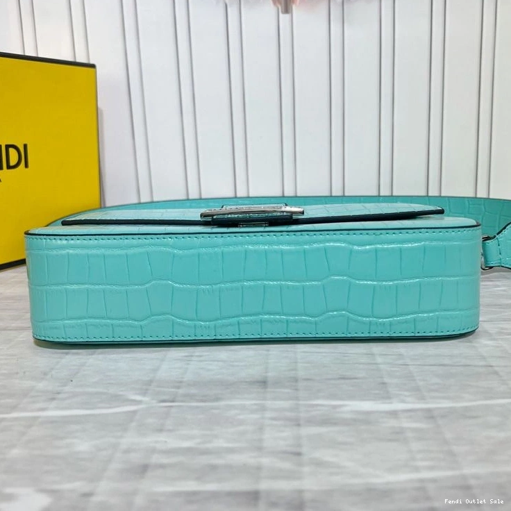 Cheap Crocodile Medium Bag Tiffany Blue In Fendi Leather Baguette 0806